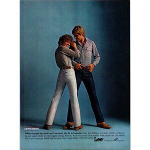 1979 Lee Denim Jeans and Riders Corduroy Vintage Print Ad 70s Fashion Wall Art